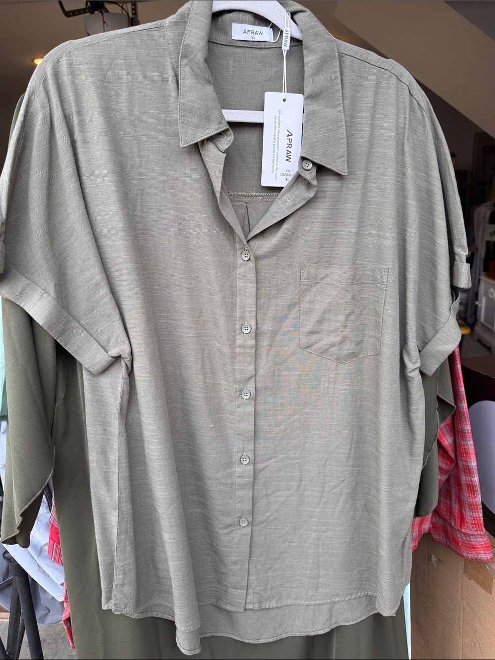 & Other Stories Olive Green Short-Sleeve Button-Down Shirt